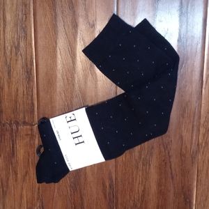 Hue Black Pindot Knee Socks New